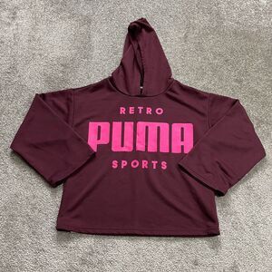 Puma Hoodie Sweatshirt Girls Kids XL (16) Maroon Pullover Travel Casual Sports